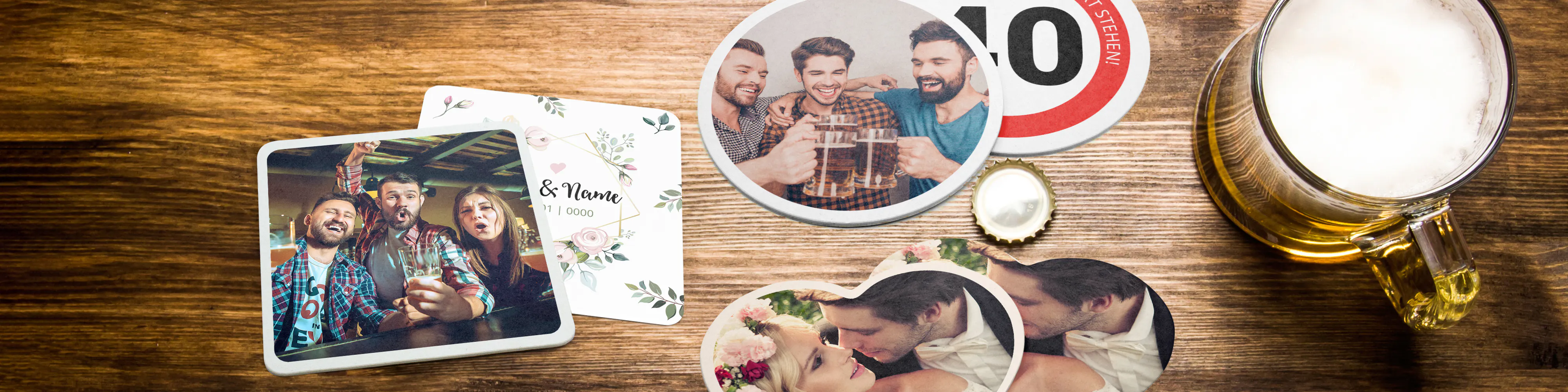 Foto-Bierdeckel bedrucken & selbst gestalten