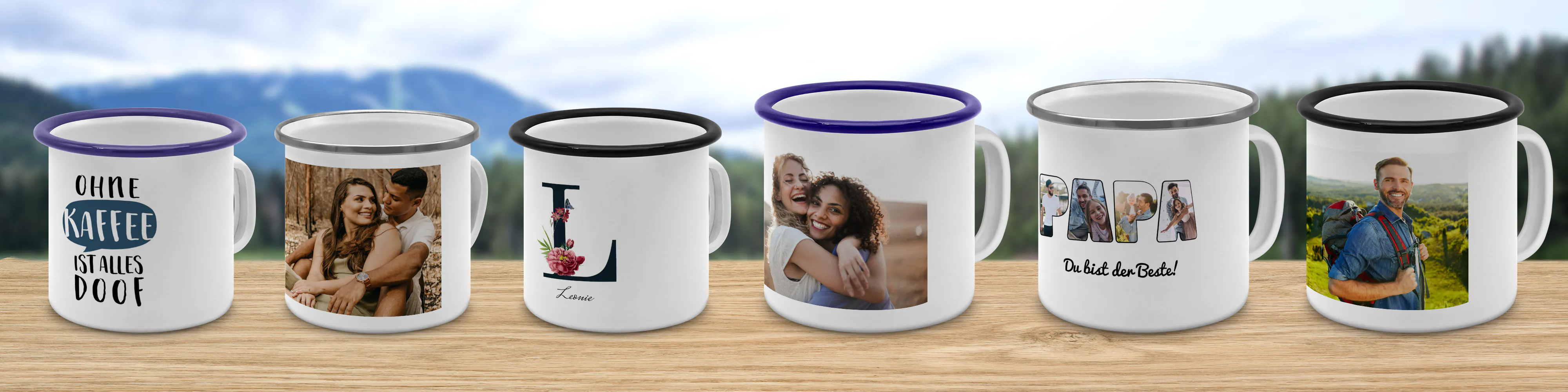 Personalisierte Emaille Tasse mit Foto