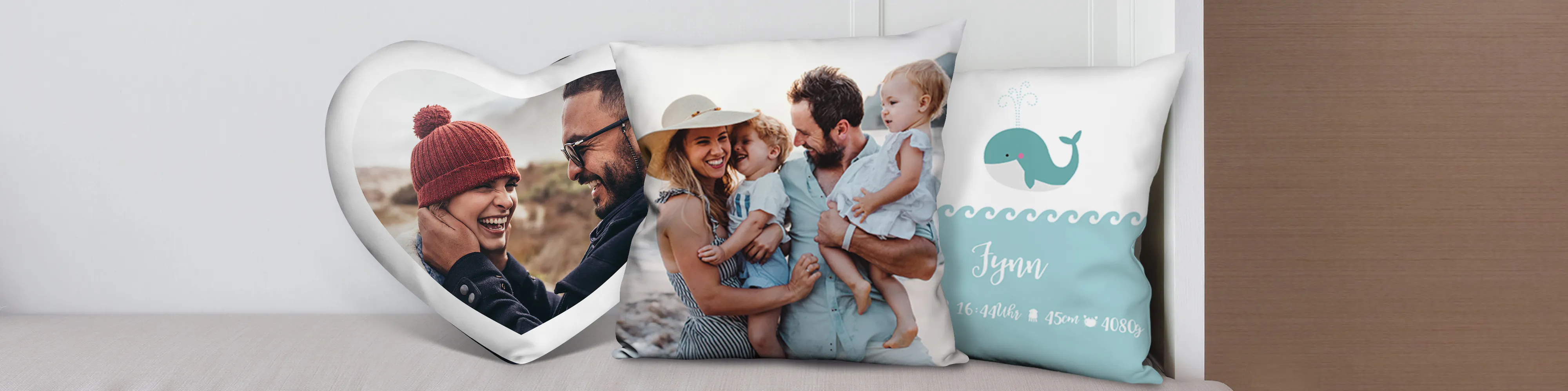 Personalisierte Kissen mit Foto, Namen und Text