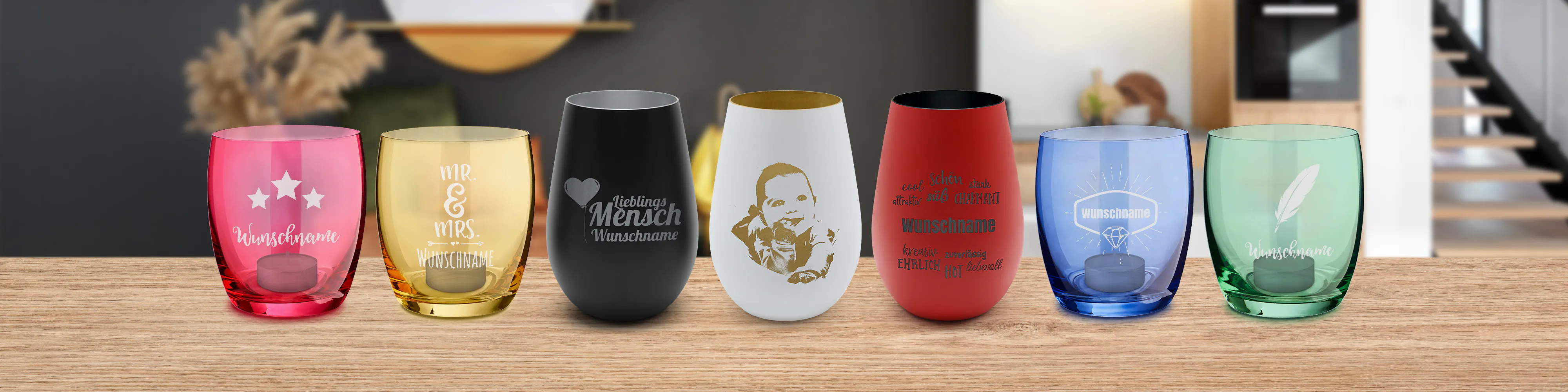Personalisiertes Windlicht mit Gravur