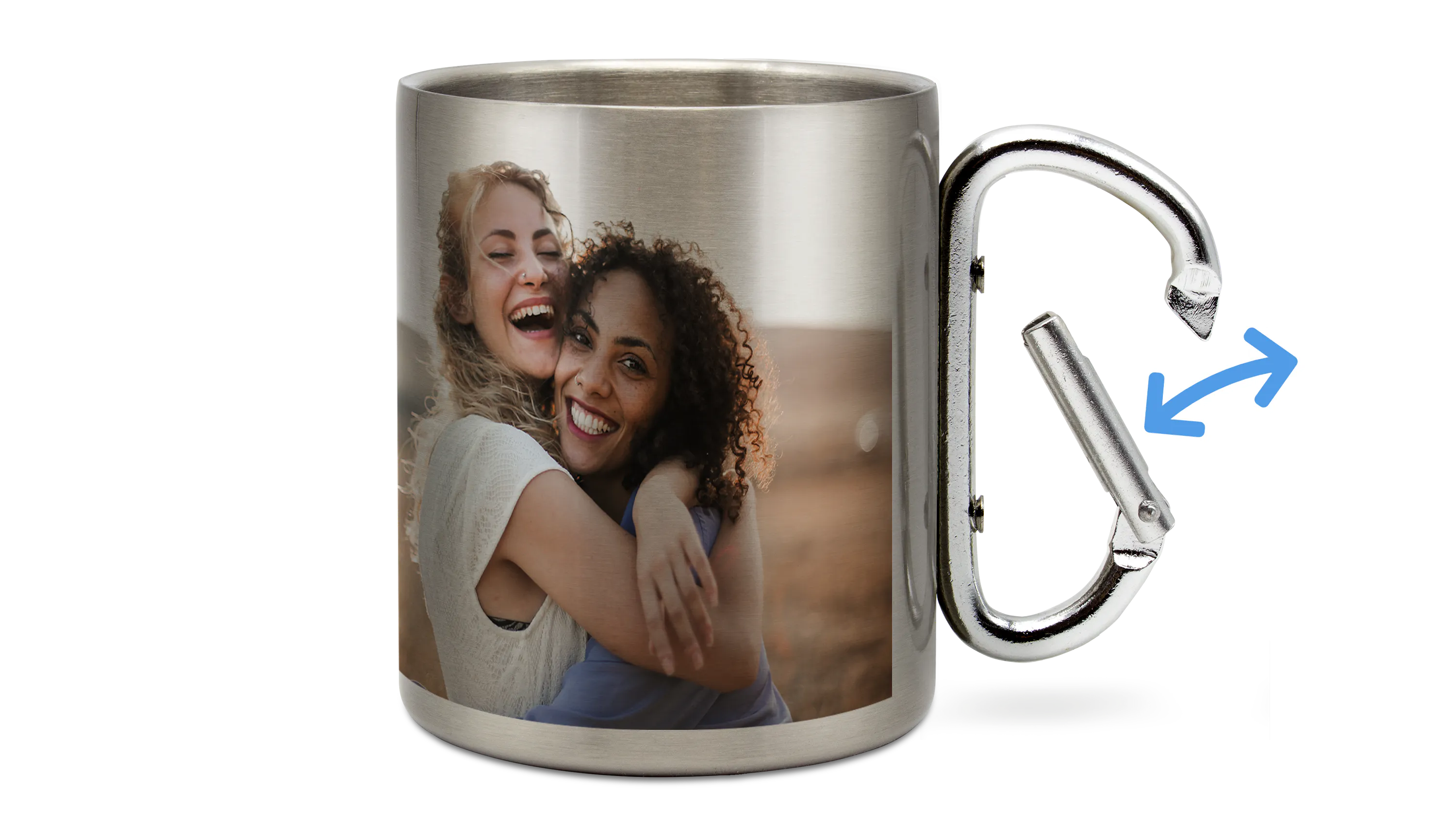 Edelstahltasse mit Karabinergriff