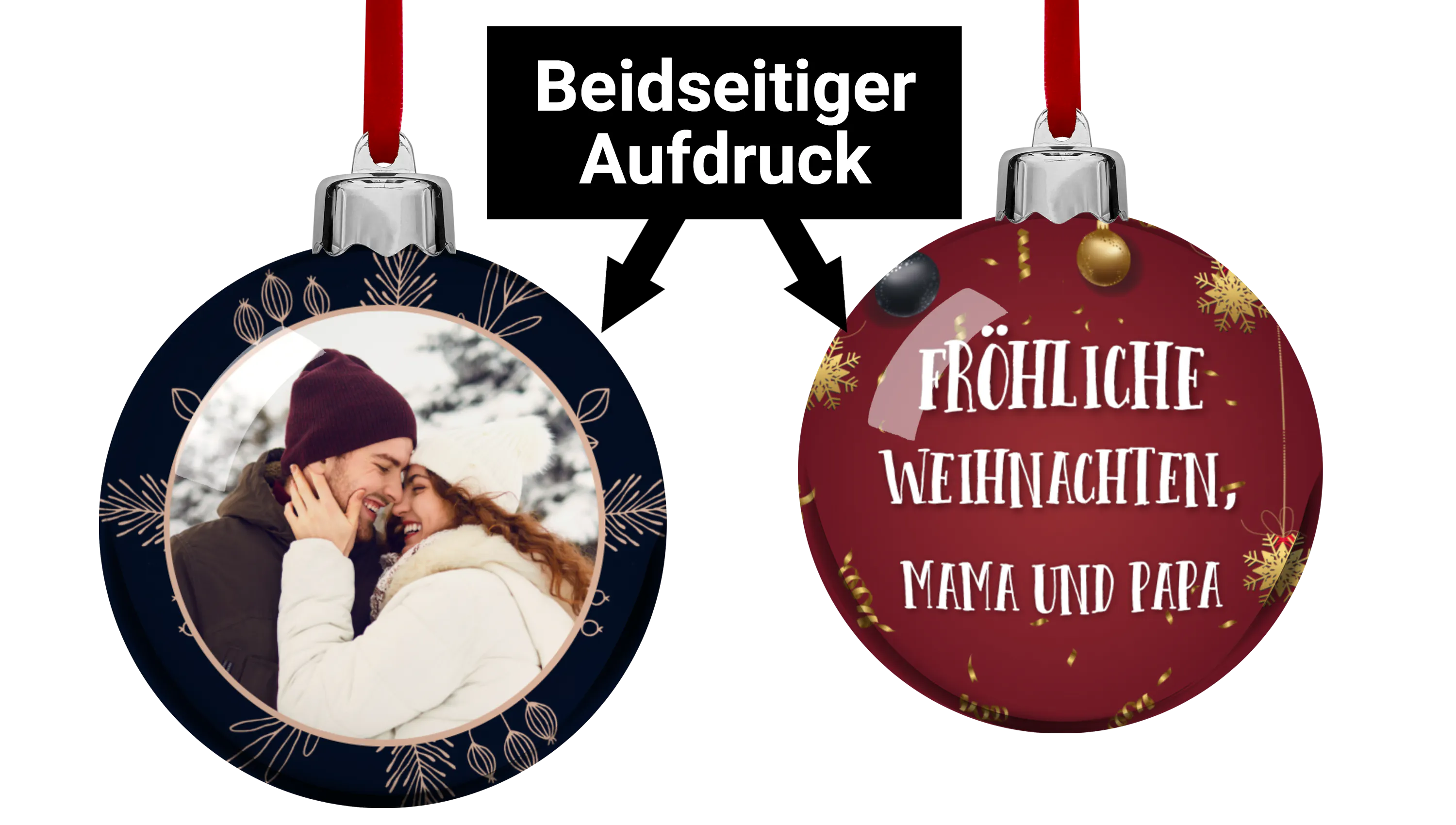 Weihnachtskugel mit Foto, Namen oder Wunschtext gestalten