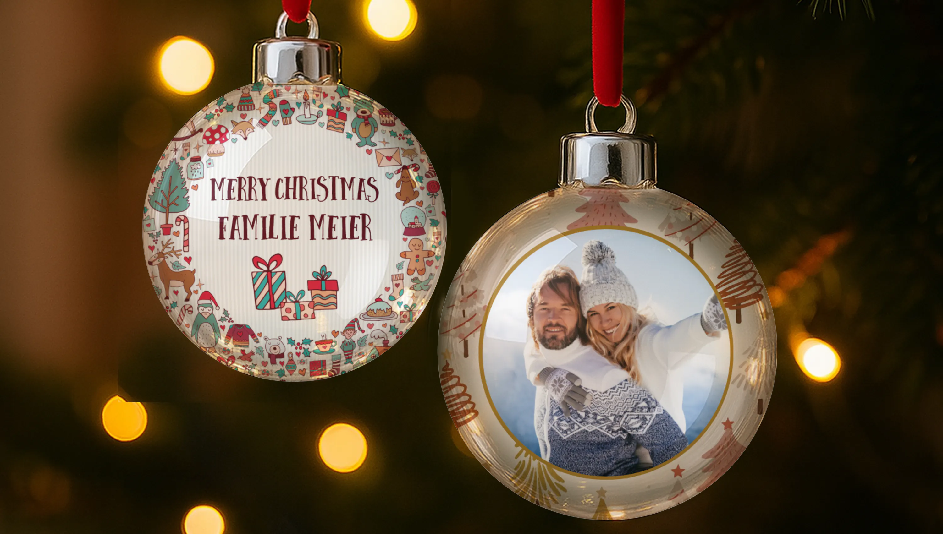 Christbaumkugel mit eigenem Foto als liebevolles Weihnachtsgeschenk