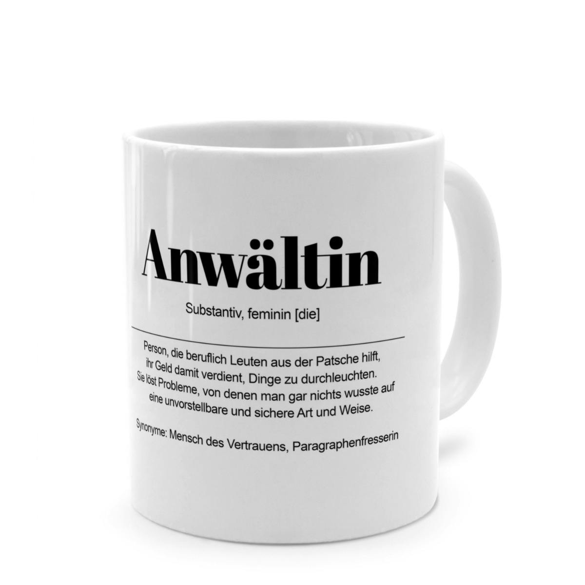 Tasse mit Definition 'Anwältin'