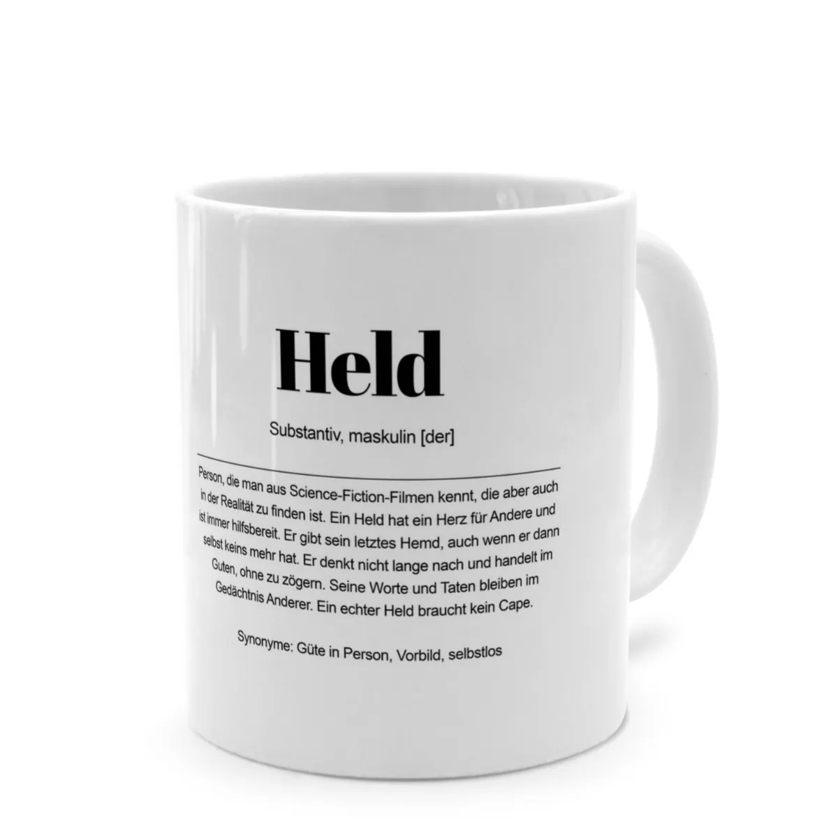 Tasse mit Definition 'Held'
